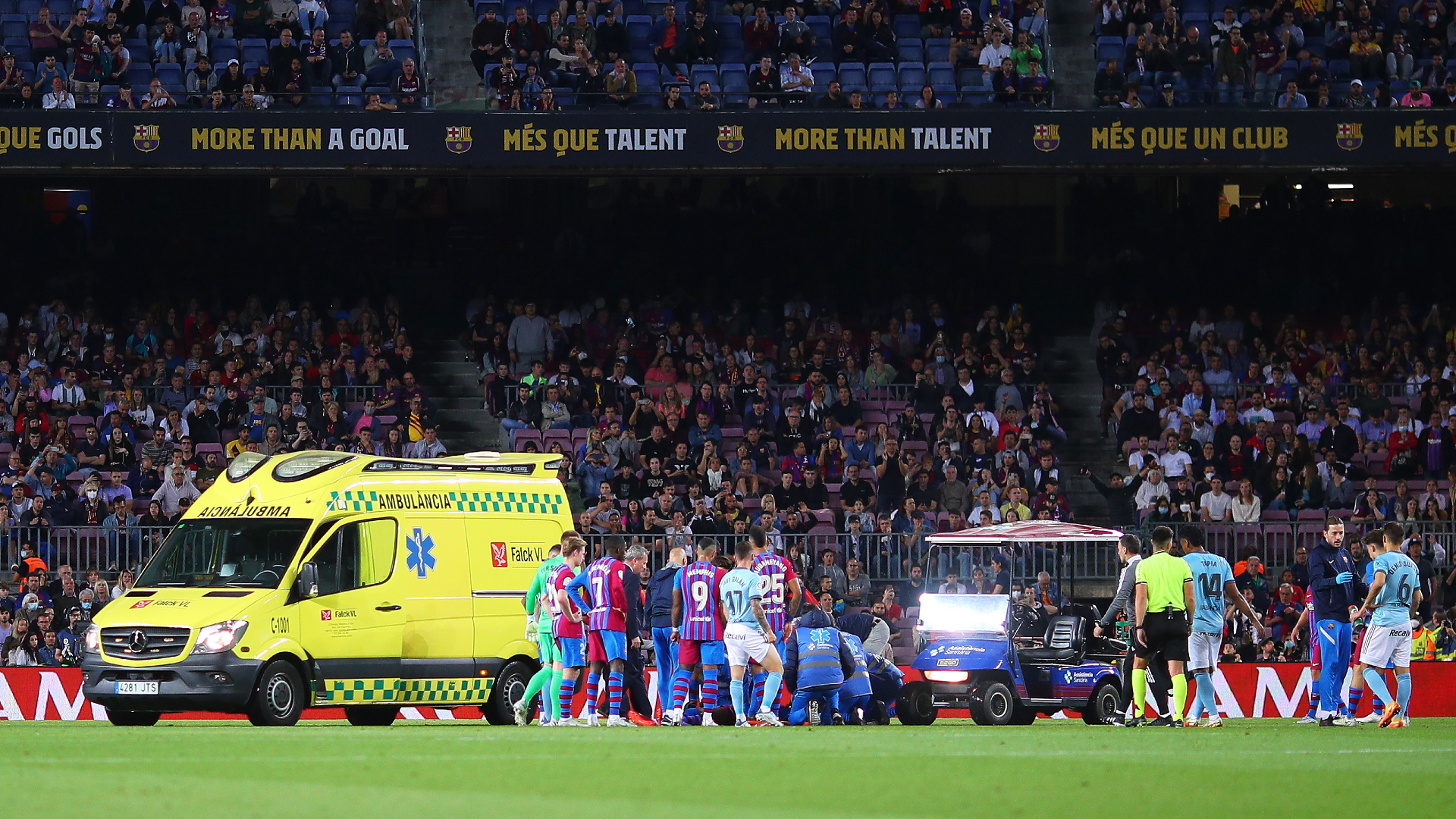 Barcelona 3-1 Celta Vigo: Araujo injury overshadows Aubameyang brace