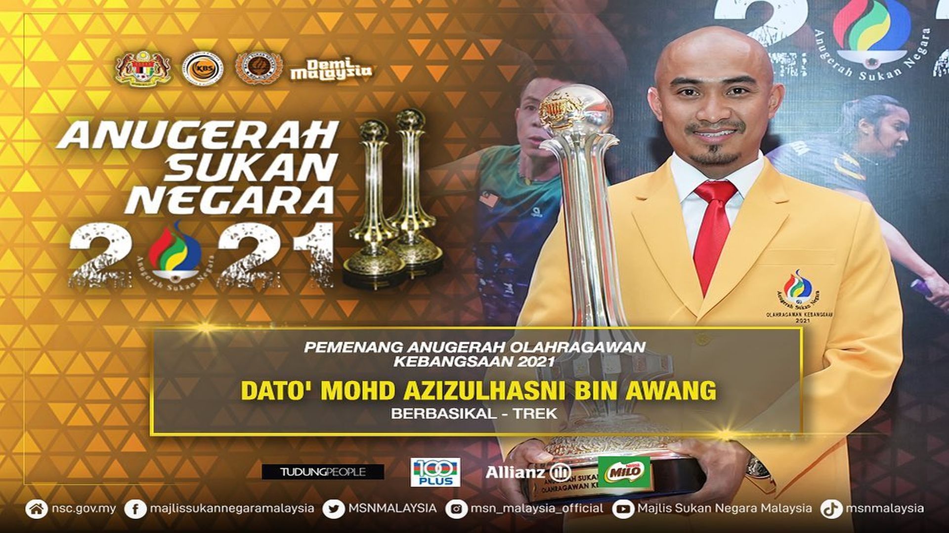 ASN: Azizulhasni, Pandelela dinobat Olahragawan, Olahragawati 2021