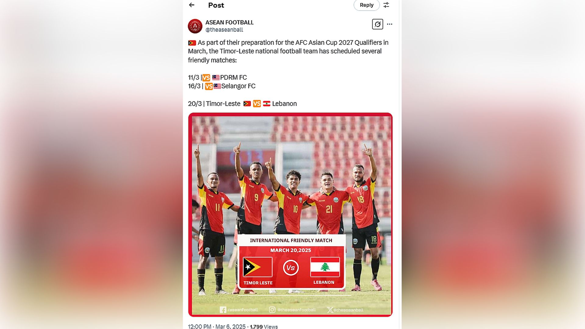 Kelayakan Piala Asia 2027: Selangor medan Timor Leste uji kemampuan